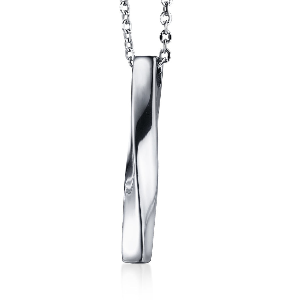 Square Twisted Column Pendant Necklace for Men Stainless Steel Male Female Couples Jewelry Oxidation Rainbow Silver Gold Tone