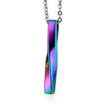 Load image into Gallery viewer, Square Twisted Column Pendant Necklace for Men Stainless Steel Male Female Couples Jewelry Oxidation Rainbow Silver Gold Tone