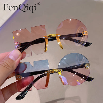 Square UV400 Vintage Rimless Sunglass Kids Red Gafas De Sol Mujer Rimless Lunette De soleil Femme Child Sunglasses