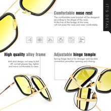 Carica l'immagine nel visualizzatore di Gallery, Square Vintage Designer Steam Punk Tony Stark Pochromic Sunglasses Polarized Men Yellow Lens Driving Glasses Oculos De Sol