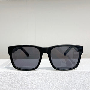 Square acetate black frame sunglasses men retro style grey lens