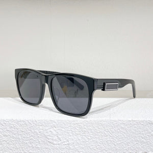 Square acetate black frame sunglasses men retro style grey lens