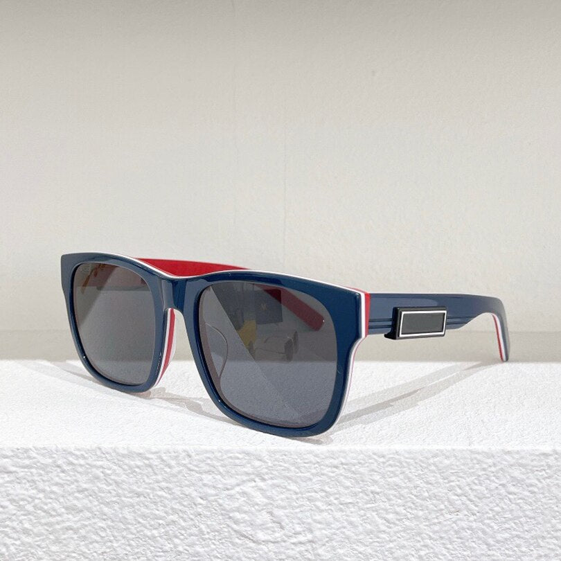 Square acetate black frame sunglasses men retro style grey lens