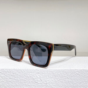 Square acetate tortoise frame men sunglasses driving style yellow lens