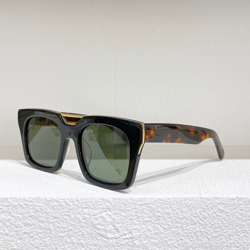 Square acetate tortoise frame men sunglasses driving style yellow lens