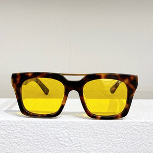 Square acetate tortoise frame men sunglasses driving style yellow lens