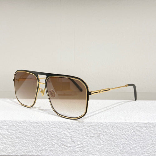 Square metal frame sunglasses men style gradient brwon lens