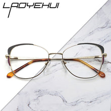 Load image into Gallery viewer, Square oval cat eye metal eyeglasses frames decorative clear fake glasses women diopters  brand design