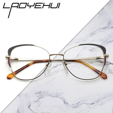 Square oval cat eye metal eyeglasses frames decorative clear fake glasses women diopters  brand design