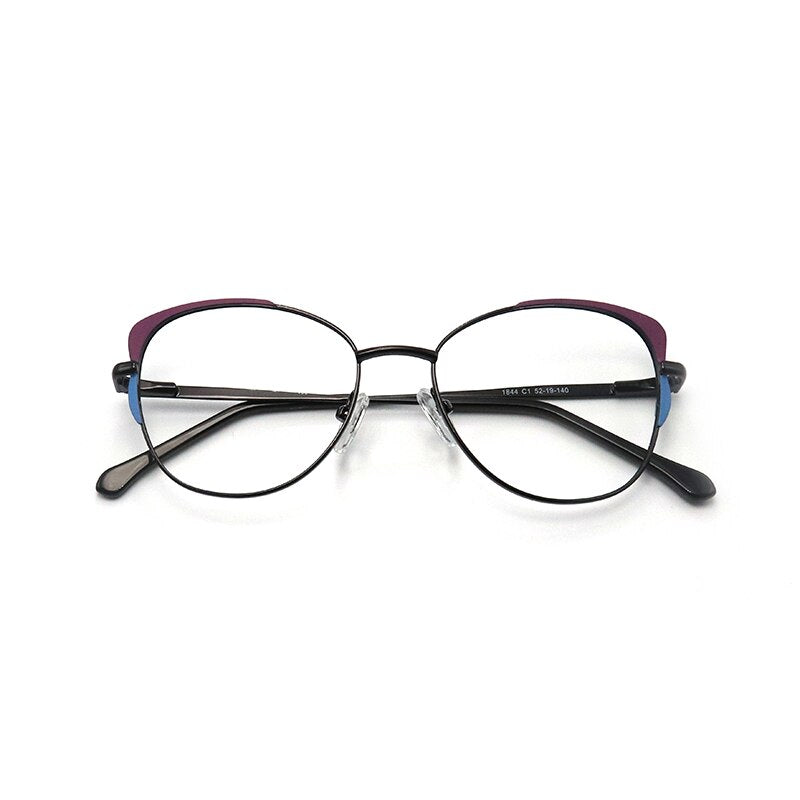 Square oval cat eye metal eyeglasses frames decorative clear fake glasses women diopters  brand design
