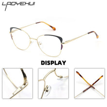 Load image into Gallery viewer, Square oval cat eye metal eyeglasses frames decorative clear fake glasses women diopters  brand design