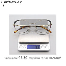 Load image into Gallery viewer, Square oval cat eye metal eyeglasses frames decorative clear fake glasses women diopters  brand design