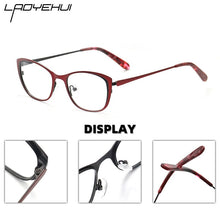 Load image into Gallery viewer, Square rectangular cat eye eyeglasses frame metal transparent small narrow glasses Women diopters customizable fashion luxury