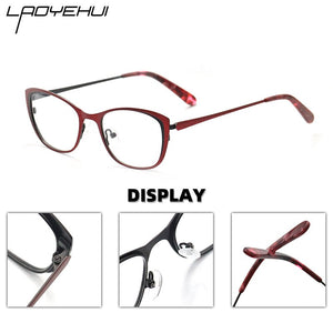Square rectangular cat eye eyeglasses frame metal transparent small narrow glasses Women diopters customizable fashion luxury