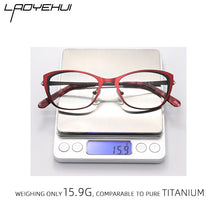 Load image into Gallery viewer, Square rectangular cat eye eyeglasses frame metal transparent small narrow glasses Women diopters customizable fashion luxury