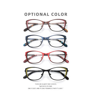 Square rectangular cat eye eyeglasses frame metal transparent small narrow glasses Women diopters customizable fashion luxury