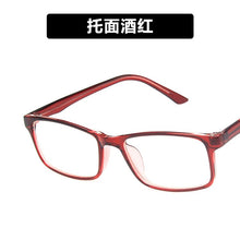 Load image into Gallery viewer, Square retro flat lens 2023 tr frame propionic acid leg plug in glasses frame versatile student eyeglass frame 9106