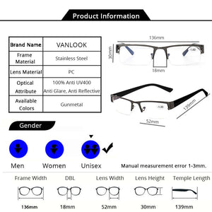 Stainless Myopia Glasses For The Computer Men Eyeglasses Clear Lens Spectacles Anti Blue Ray Eyeglass Frame -4.5 -5.0 -5.5 -6.0