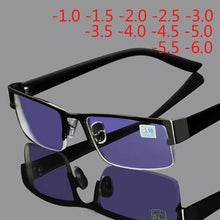 Load image into Gallery viewer, Stainless Myopia Glasses Men Eyeglasses Women Half Metal Spectacles Eyeglass  -0.5 -1.0 -1.5 -2.0 -2.5 -3.0 -3.5 -4.0 To -6.0