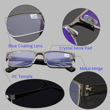Load image into Gallery viewer, Stainless Myopia Glasses Men Eyeglasses Women Half Metal Spectacles Eyeglass  -0.5 -1.0 -1.5 -2.0 -2.5 -3.0 -3.5 -4.0 To -6.0