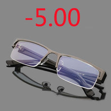 Load image into Gallery viewer, Stainless Myopia Glasses Men Eyeglasses Women Half Metal Spectacles Eyeglass  -0.5 -1.0 -1.5 -2.0 -2.5 -3.0 -3.5 -4.0 To -6.0