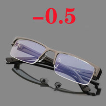 Load image into Gallery viewer, Stainless Myopia Glasses Men Eyeglasses Women Half Metal Spectacles Eyeglass  -0.5 -1.0 -1.5 -2.0 -2.5 -3.0 -3.5 -4.0 To -6.0