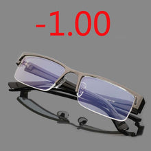 Load image into Gallery viewer, Stainless Myopia Glasses Men Eyeglasses Women Half Metal Spectacles Eyeglass  -0.5 -1.0 -1.5 -2.0 -2.5 -3.0 -3.5 -4.0 To -6.0