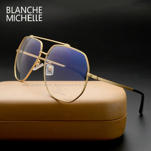Stainless Steel Blue Light Glasses Women Men UV400 eyeglasses Frames Clear Glasses Frame Optical Gold Eyeglass Glasses With Box