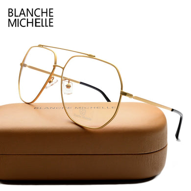 Stainless Steel Blue Light Glasses Women Men UV400 eyeglasses Frames Clear Glasses Frame Optical Gold Eyeglass Glasses With Box