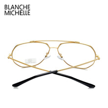 Carica l&#39;immagine nel visualizzatore di Gallery, Stainless Steel Blue Light Glasses Women Men UV400 eyeglasses Frames Clear Glasses Frame Optical Gold Eyeglass Glasses With Box