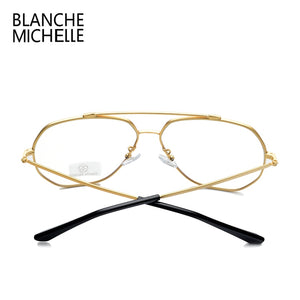 Stainless Steel Blue Light Glasses Women Men UV400 eyeglasses Frames Clear Glasses Frame Optical Gold Eyeglass Glasses With Box