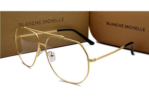 Stainless Steel Blue Light Glasses Women Men UV400 eyeglasses Frames Clear Glasses Frame Optical Gold Eyeglass Glasses With Box