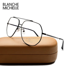 Carica l&#39;immagine nel visualizzatore di Gallery, Stainless Steel Blue Light Glasses Women Men UV400 eyeglasses Frames Clear Glasses Frame Optical Gold Eyeglass Glasses With Box