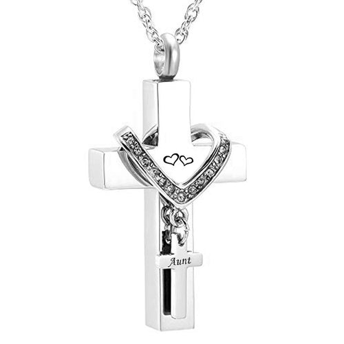 Ciondolo per urna di cremazione con croce commemorativa in acciaio inossidabile, collana con ciondolo per gioielli ricordo, urna per cremazione 