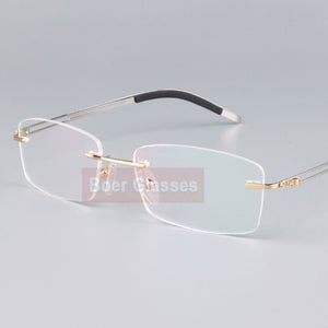 Stainless Steel Eyeglasses Men Frames Rimless Glasses Myopia Spectacle Optical Prescription Oculos de grau 52001(54-17-140)