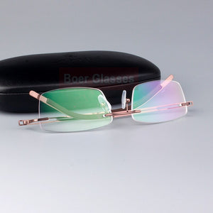 Stainless Steel Eyeglasses Men Frames Rimless Glasses Myopia Spectacle Optical Prescription Oculos de grau 52001(54-17-140)