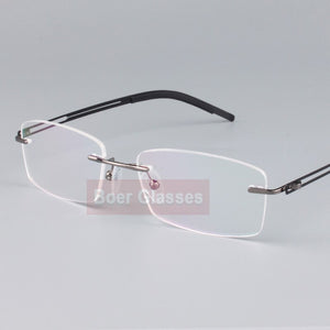 Stainless Steel Eyeglasses Men Frames Rimless Glasses Myopia Spectacle Optical Prescription Oculos de grau 52001(54-17-140)