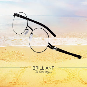 Stainless Steel Eyewear Prescription Eyeglasses Frames Women/Men Round Myopia Optical Glasses Frame with Clear Lens