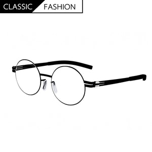 Stainless Steel Eyewear Prescription Eyeglasses Frames Women/Men Round Myopia Optical Glasses Frame with Clear Lens