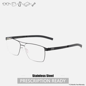 Stainless Steel Glasses Frames Double Bridge Berlin Screwless Eyeglasses Handmade Eye Glasses Frames For Men  Designer