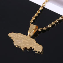 Carica l&#39;immagine nel visualizzatore di Gallery, Stainless Steel Gold Color Jamaica Pendant Necklaces Fashion Jamaican Flag Charm Jewelry