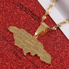 Carica l&#39;immagine nel visualizzatore di Gallery, Stainless Steel Gold Color Jamaica Pendant Necklaces Fashion Jamaican Flag Charm Jewelry