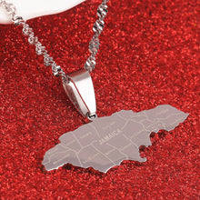 Carica l&#39;immagine nel visualizzatore di Gallery, Stainless Steel Gold Color Jamaica Pendant Necklaces Fashion Jamaican Flag Charm Jewelry