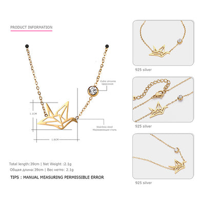 Stainless Steel Necklace for Women Gold Color 2018 Hot Trendy Necklace Jewelry Hollow Out Leaf Pendants Cubic Zirconia CARLIDANA