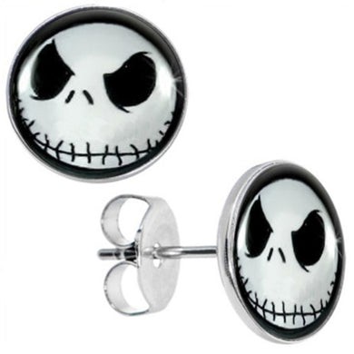 Stainless Steel Nightmare Before Christmas Stud Earrings Fake Plugs Diameter 10mm*0.7mm 50pcs/lot ZCST-052