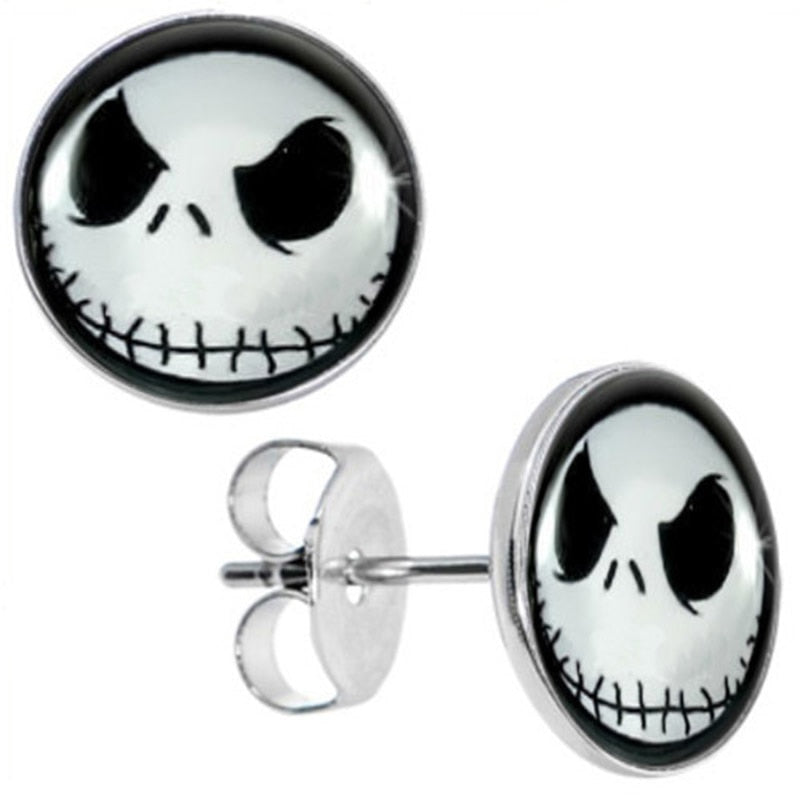 Orecchini in acciaio inossidabile Nightmare Before Christmas Spine finte Diametro 10mm * 0,7mm 50 pezzi / lotto ZCST-052 
