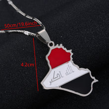 Carica l&#39;immagine nel visualizzatore di Gallery, Stainless Steel Trendy Republic of Iraq Map Pendant Necklace Allah Map Chain Jewelry