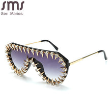 Load image into Gallery viewer, Steampunk Diamond Oversized Sunglasses For Women  Punk Rhinestones One Piece Sun Glasses Men Hip Hop Shades Eyewear UV400