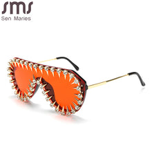 Load image into Gallery viewer, Steampunk Diamond Oversized Sunglasses For Women  Punk Rhinestones One Piece Sun Glasses Men Hip Hop Shades Eyewear UV400