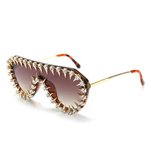 Load image into Gallery viewer, Steampunk Diamond Oversized Sunglasses For Women  Punk Rhinestones One Piece Sun Glasses Men Hip Hop Shades Eyewear UV400